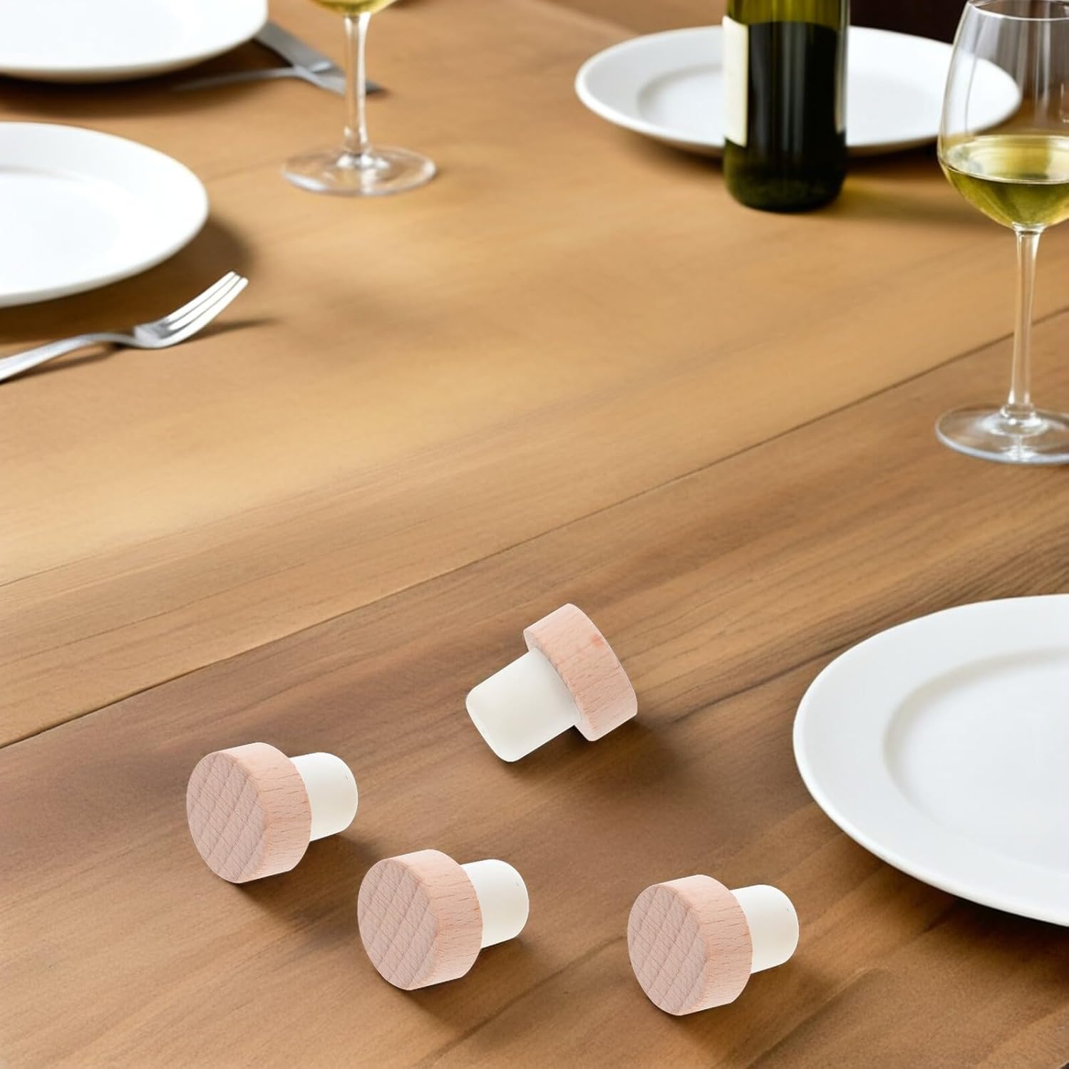 Garneck 20pcs T-shaped Reusable Wooden Wine Bottle Stoppers with Beech Wood Corks for Sealing Wine and Beer Bottles Sturdy Glass Cork Plugs for Home and Bar Use