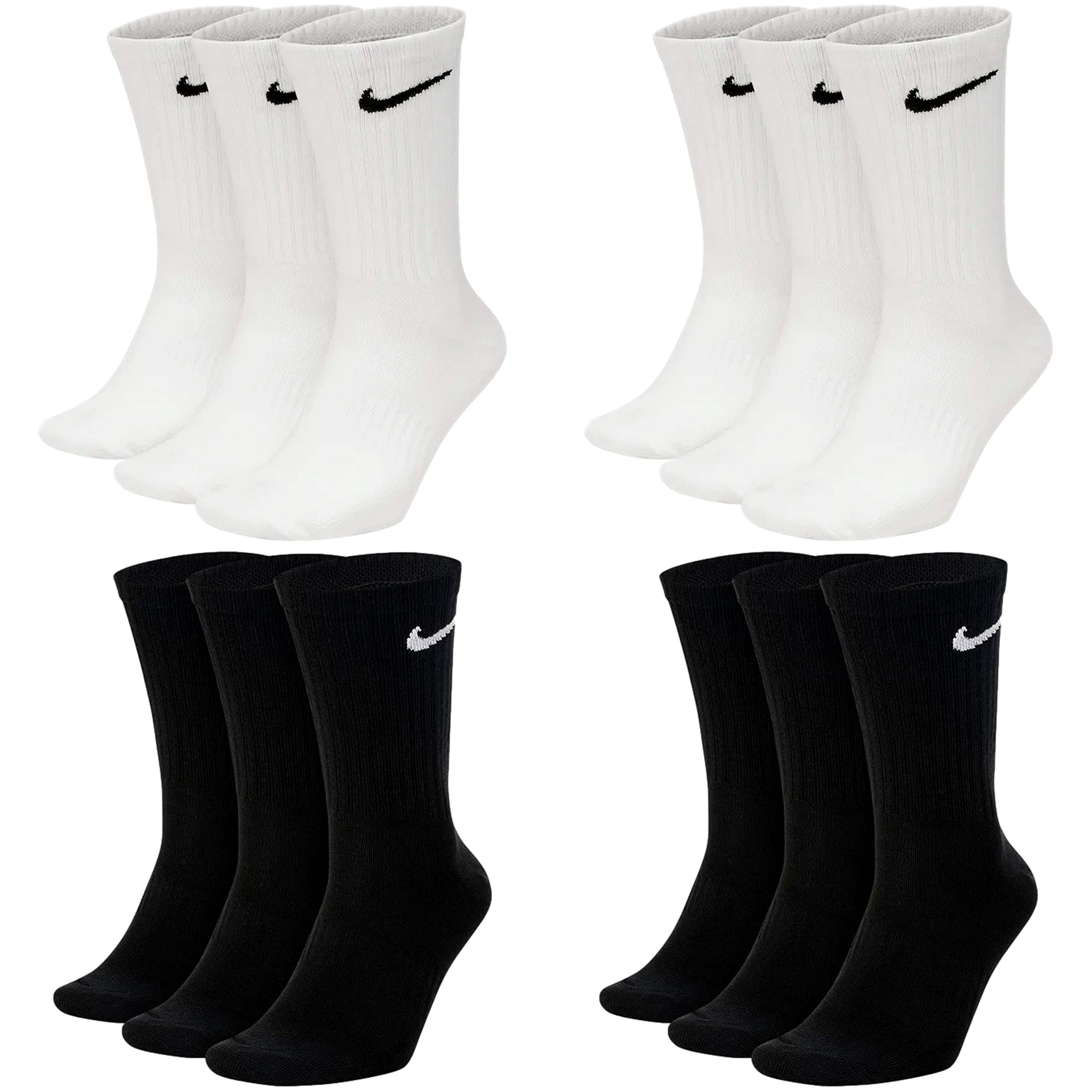 Nike Everyday SX7676 Crew - Calzini da tennis, colore: bianco e grigio