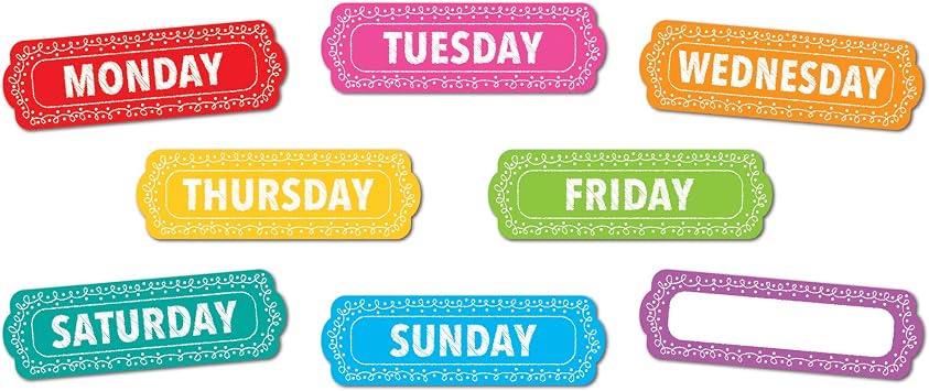 Ashley Productions Magnetic Die-Cut Timesavers & Labels، Days of the Week، Chalk Loops، 8 Pieces