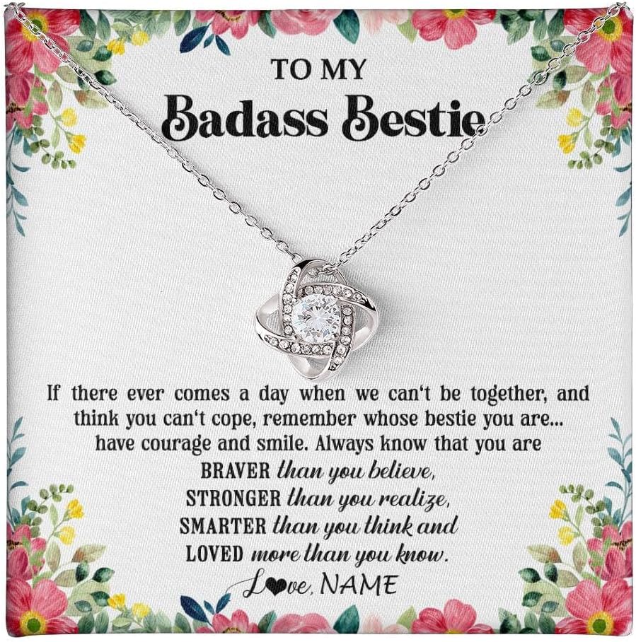 Yametee Personalized To My Bestie Necklace From Friend Sister Not Even Time Floral Bestie Best Friends Birthday Graduation Christmas Customized Message Card