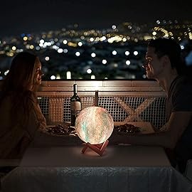 Moon Lamp, Night Light, 16 Colors LED Moon Light 7.0 inch 3D Printing Kids Light Lamp with Stand, Remote&Touch Control, USB Rechargeable, Gift for Kids Friends Parent Birthday Christmas New Year