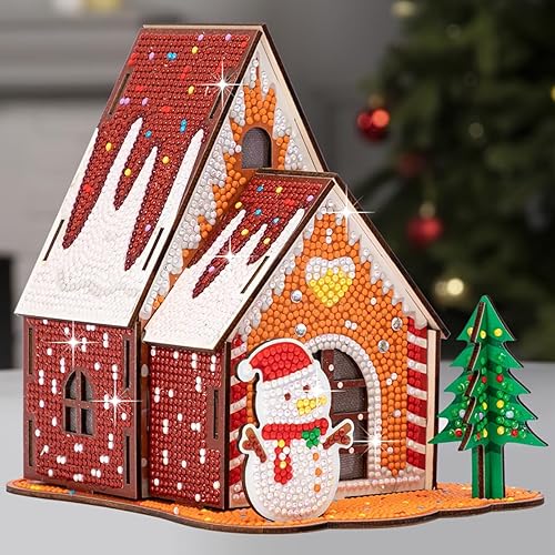 Miniatura 7 de MOYFACE Decoración de casa de Navidad, kits de pintura de diamantes para niños, casas de pueblo de Navidad, edificio para niños de 8 a 12 años, casa