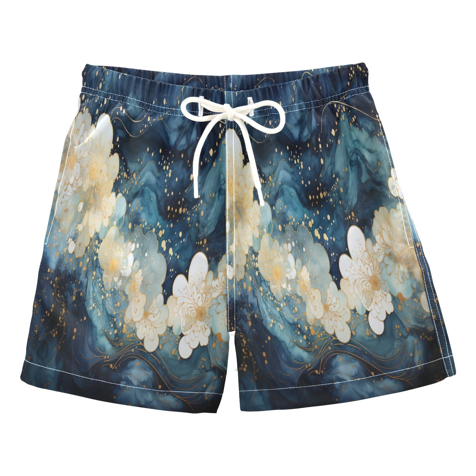 senya Marble Flower Boys Swim Trunks Toddler Shorts Swimwear Boardshorts