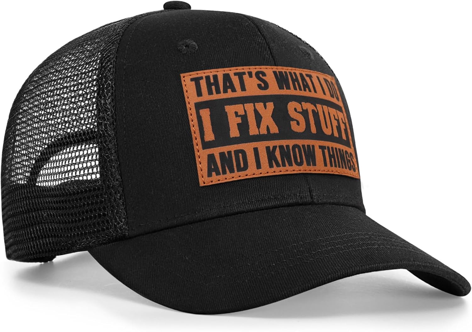 Funny Mens Trucker Hats - I Fix Stuff and Know Things Hat for Men Dad Father Uncle - Adjustable & Breathable Casual Wear - Image 3