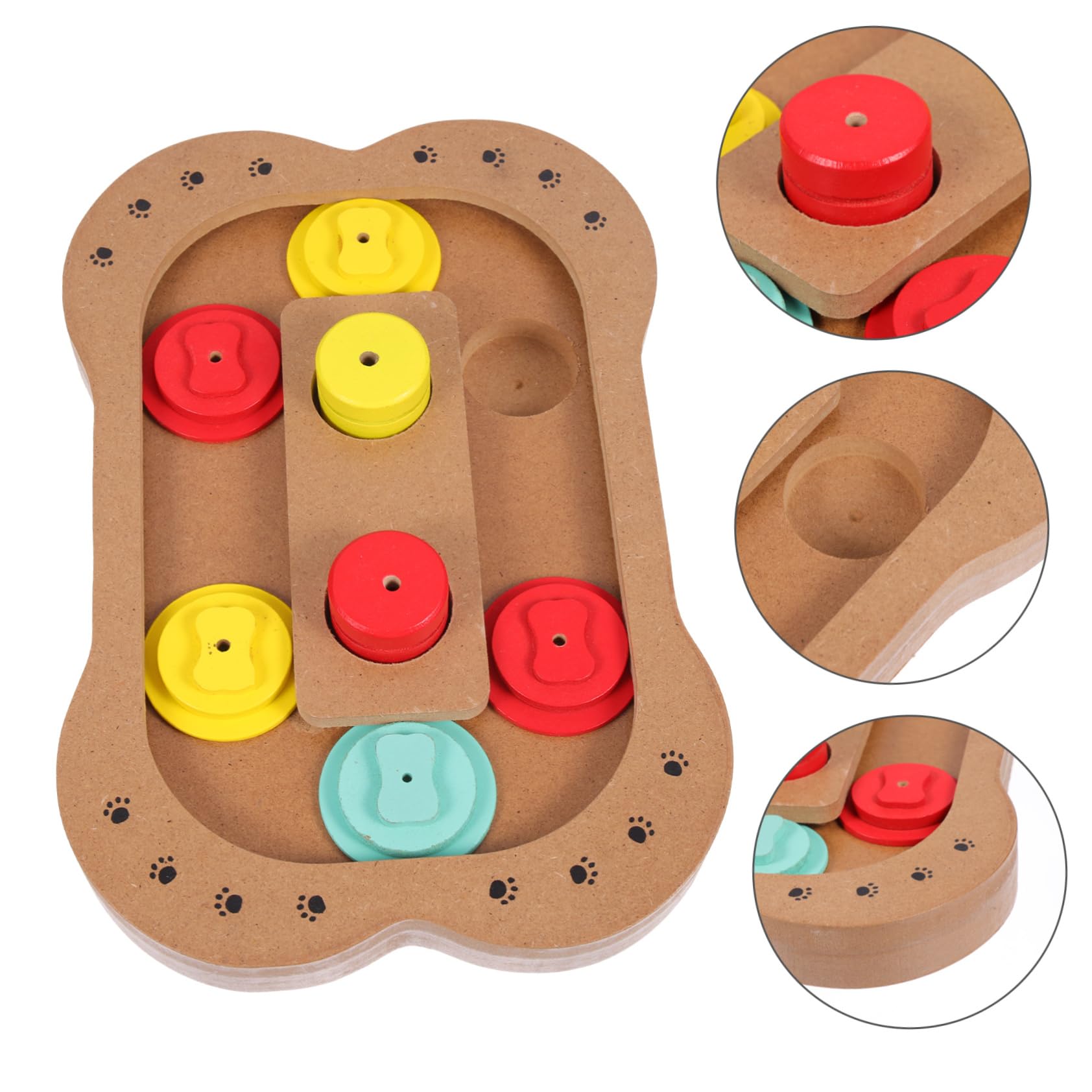 COLLBATH Holz Knochen Spielzeug mit Slow Eating Funktion für Hunde Intelligenter Futterautomat zum Langsamen Fressen