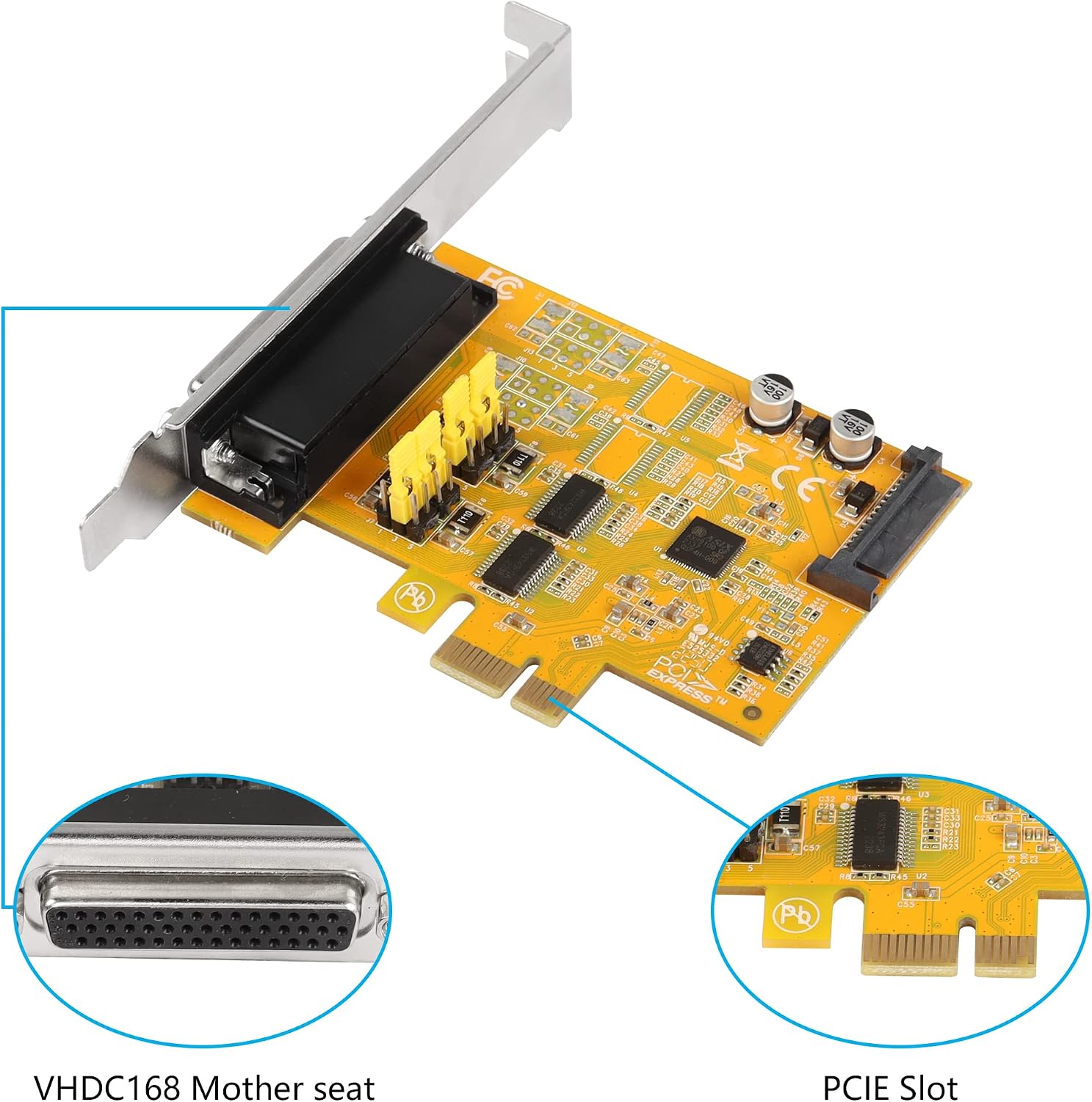 CERRXIAN PCIE to 2 Port RS232 Expansion Card,DB9 Dual Channel PCIe X1 AX99100 Expansion Card for Desktop PC,with 2 Port External Cable