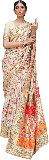 SGF11- Women's Kanjivaram Pure Soft Silk Handloom Saree Pure Golden Zari With Blouse Piece