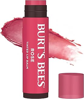 Burt's Bees Lip Tint Balm, Long Lasting 2 in 1 Duo Tinted Balm Formula, Color Infused with Hydrating Shea Butter for a Natural Looking Buildable Finish, Rose, 1 Tube