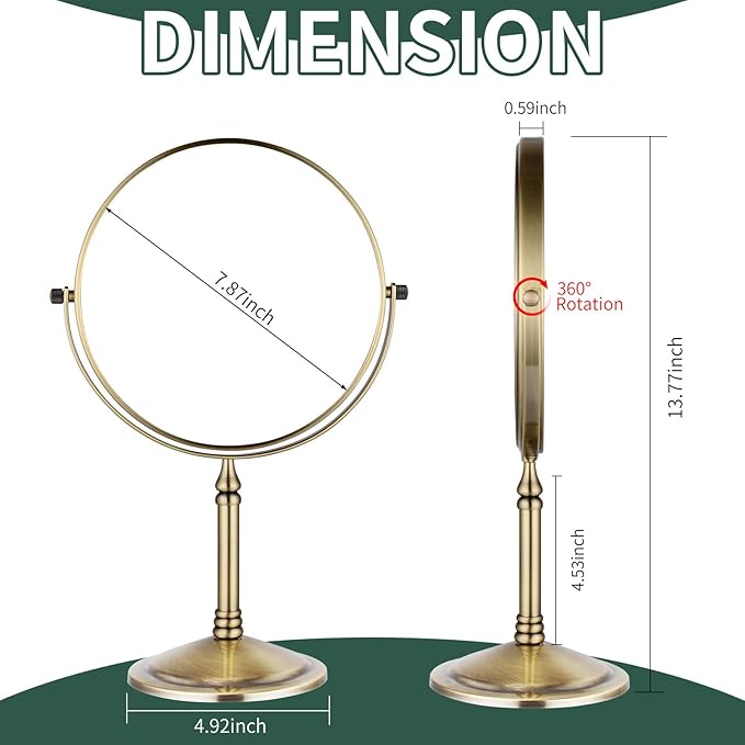Espejo de Maquillaje Nicesail Doble Cara 1X-10X, Giratorio 360° miniatura 3