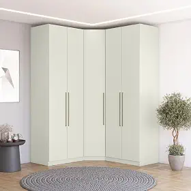 Guarda-roupa Modulado de Canto Oblíquo 5 Portas com Cabideiro Seletto Areia