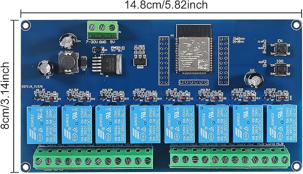 2pcs AC/DC Power Supply ESP32 Development Board Programmable Development Board Wireless WiFi 8 Way Channel 5V Relay Module ESP32-32E for Arduino