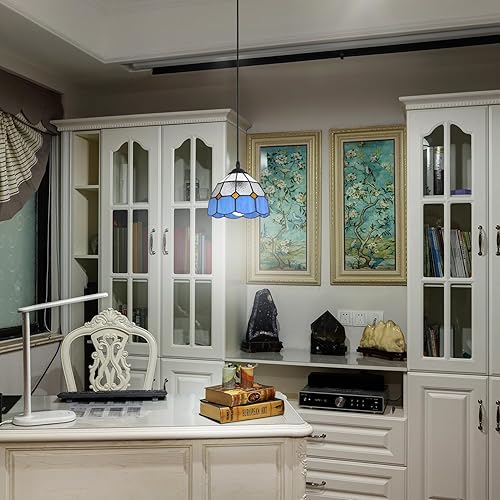 Miniatura 2 de HuisMier Tiffany Style - Lámpara colgante enchufable, pequeñas luces colgantes regulables con cable de enchufe de 15 pies, lámpara vintage de