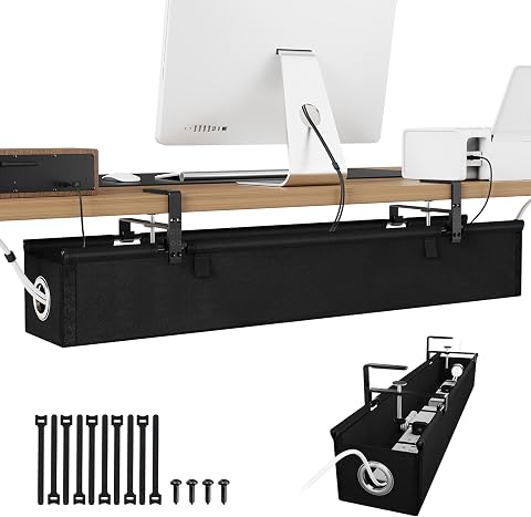 KEEGH Under Desk Cable Management Tray 36", No Drill Cord...