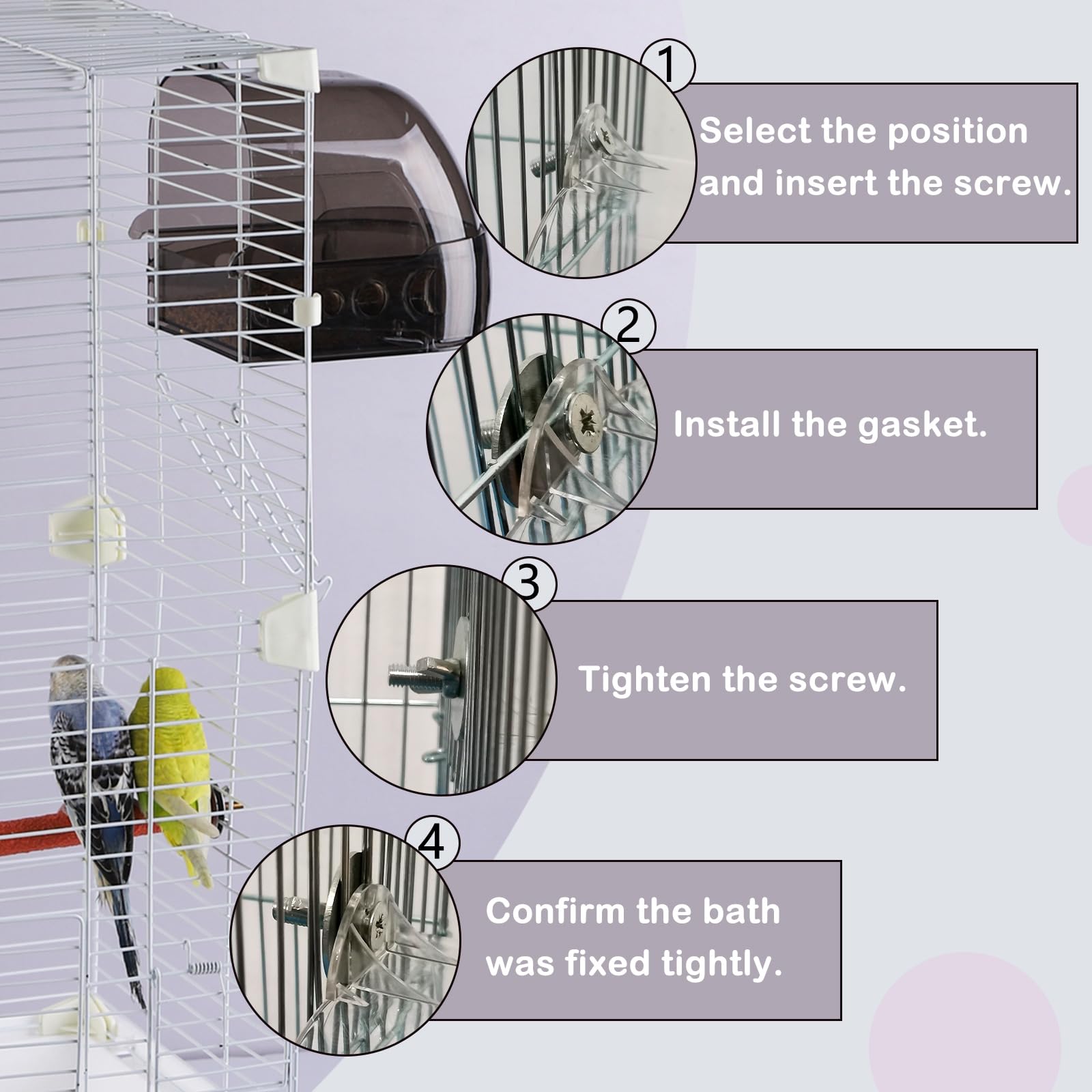 IBWell Parakeet Bird Bath for Cage Cockatiel Bird Bath Bird Bath Cage Bird Shower with Convenient Removable Tray - image 3