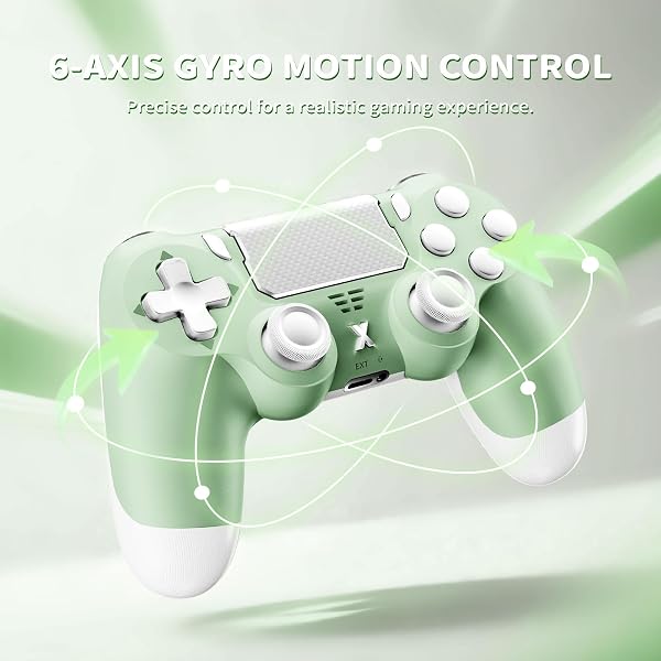 Suoxiom Wireless Controller for PS4, Game Controller for P4/Slim/Pro/PC, Bluetooth Gamepad Joystick with Vibration Touch Panel, Upgraded Six-Axis Sensor, 3.5mm Audio Jack (Light Green) - 4