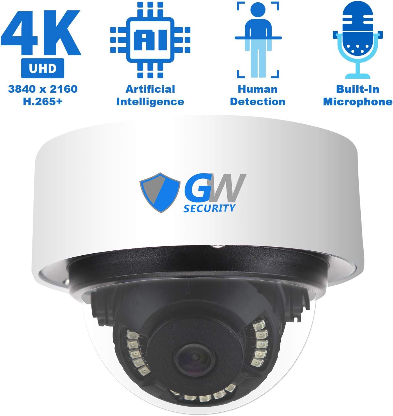 🛒 Flash Sale GW Security 16 Channel 4K NVR 8 Megapixel H.265 4K Security Camera System, 12 Built-in Microphone Audio Recording HD 2160P 4K IP PoE Dome Cameras, AI Intelligence Surveillance, Human Detection