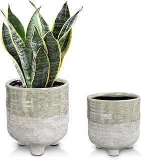 4.5" 5.5" Ceramic Flower Pots Ceramic Pots for Indoor Plants Small Succulents Pots Round Indoor Planters Set with Legs for...