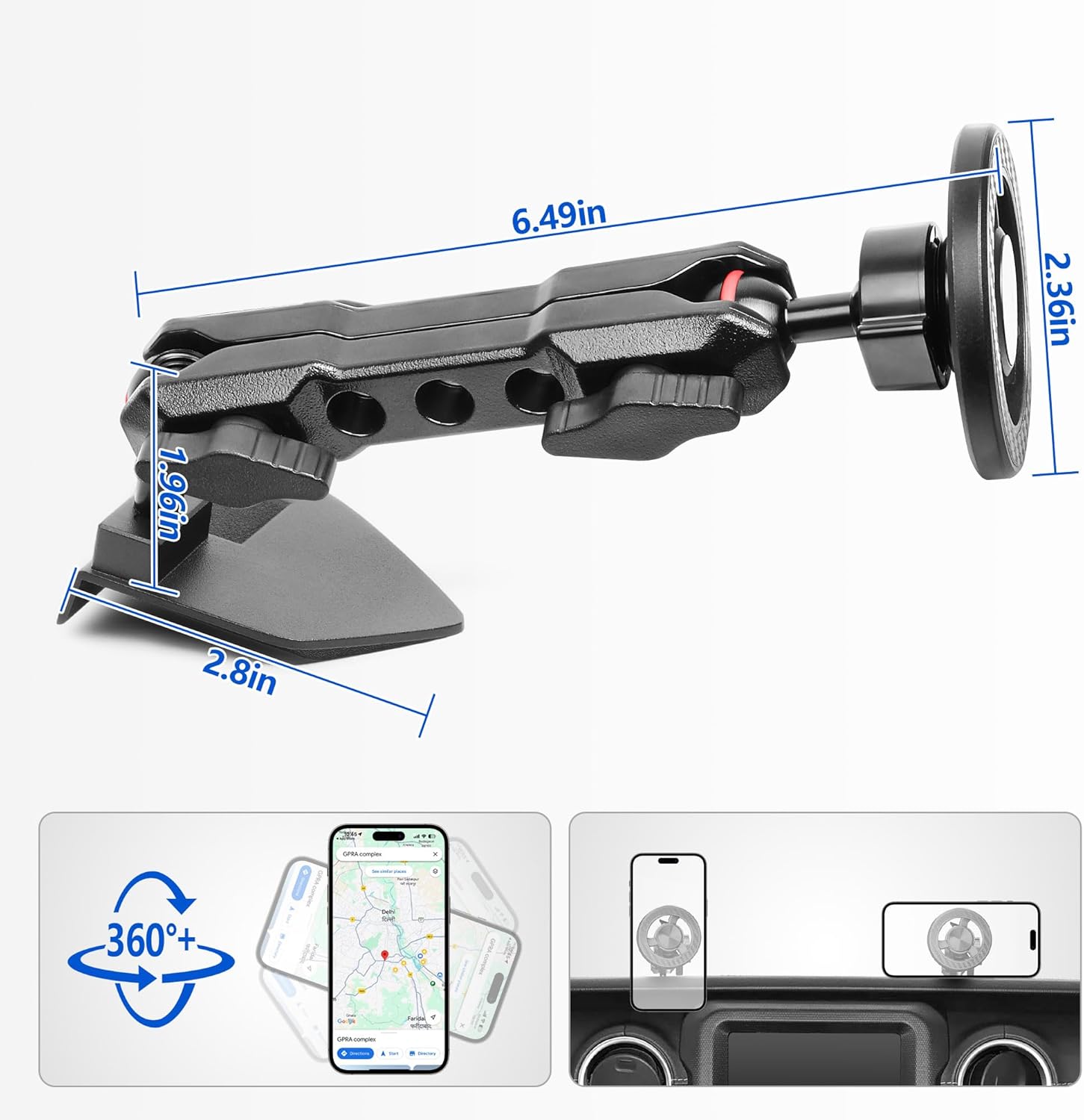 Phone Mount for 2018-2023 Jeep Wrangler, Dashboard Phone Holder Dash Mount for Jeep Wrangler JL JLU 4XE Jeep Gladiator JT Accessories, Magsafe Phone Mount Fit 8.4" Screen