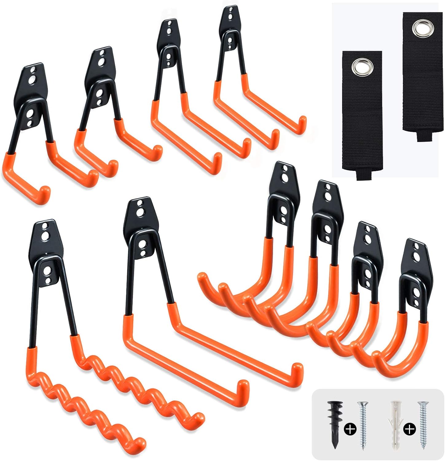 AOBEN Garage Hooks, 12-Pack Garage Storage Hooks & Hangers, Heavy Duty Wall Mount Garage Organizer, Tool Storage for Ladders, Bike, Hoses, Bulky Items - - 