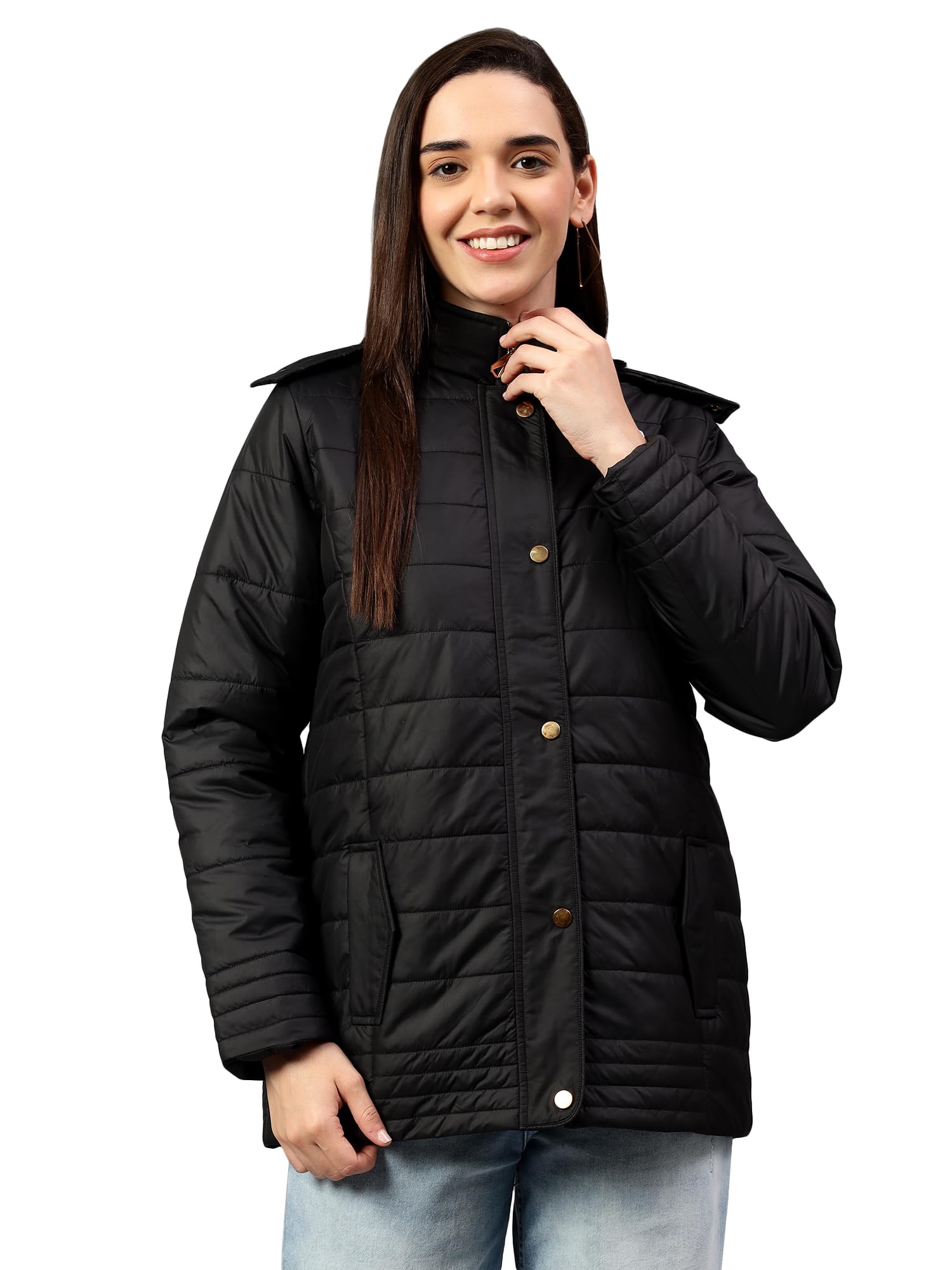 cantabil Solid Full Sleeve Hooded Neck Regular Fit Women Casual Jacket | Casual Winter Jackets for Women | Women Jackets for Winter Wear (P_LJKT00080)-picture-20