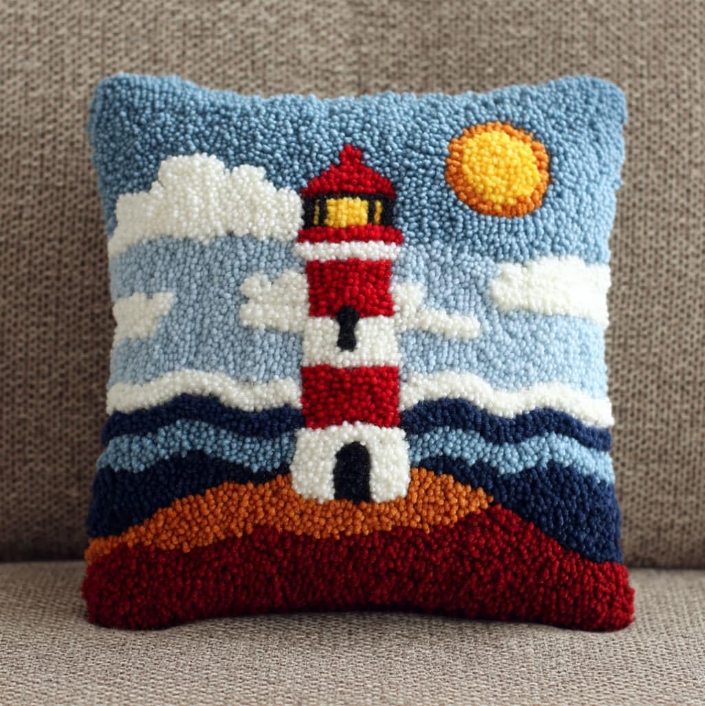 AxiangziK Latch Hook Cushion Kit for Beginners,Lighthouse