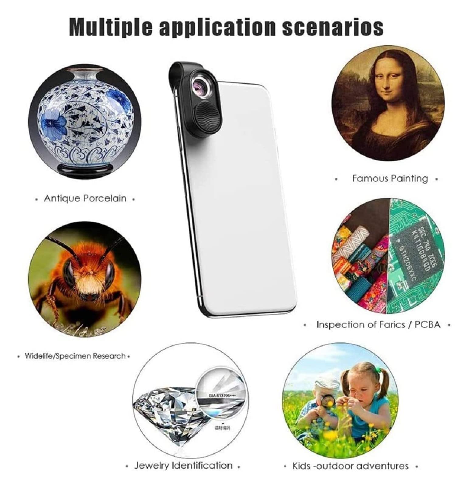 Mikroskop, Mikroskop telefonu komórkowego 100X HD. Mikroskop cyfrowy obiektywu optycznego z uniwersalnym klipsem na smartfony