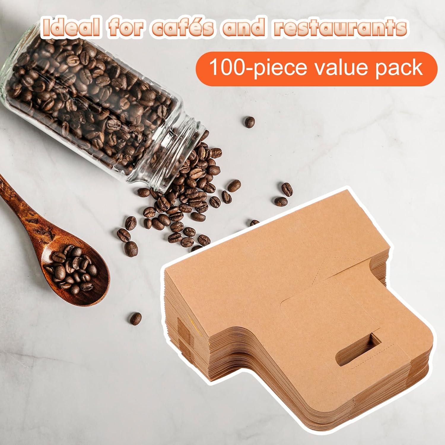 Yolev 100 Pack Drink Carrier with Handles - 2 Cups or 4 Cups Disposable Paperboard Cup Holder Carrier for Cold Hot Drinks, Takeout, Cafe 2 cup disposable drink - Image 6