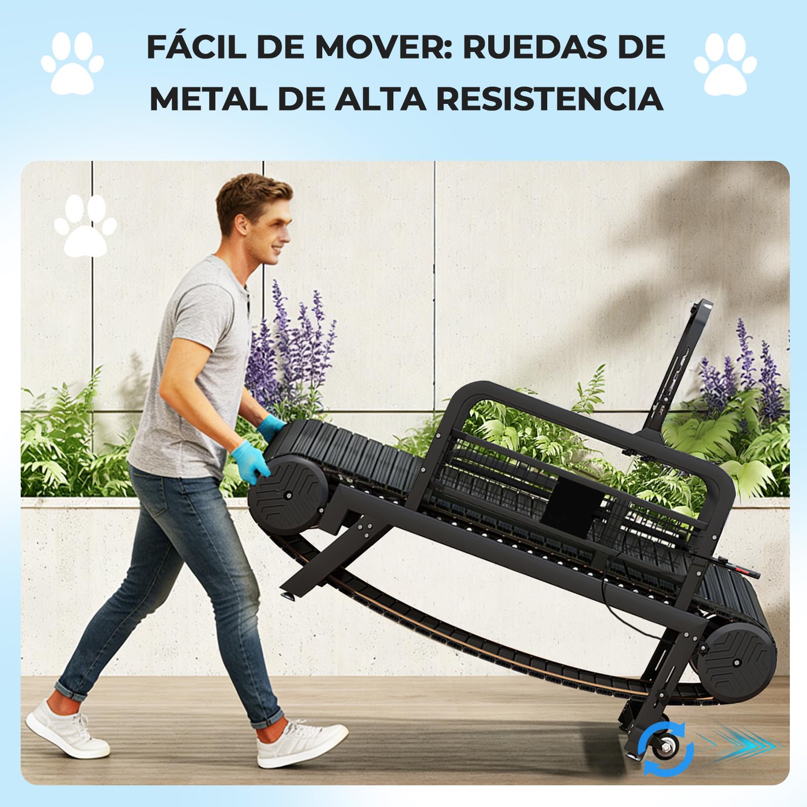 RiveraSink Cinta de Correr para Perros Slatmill Autopropulsada, Caminadora para Perros Medianos y Grandes, con Freno Manual, Capacidad 200 kg, Banda de Carrera 170×50 cm, Silenciosa para Interior