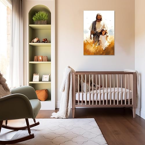 Vista 136 de Arte de pared de Jesús y el niño, póster minimalista bohemio cristiano, lienzo para pared, imagen abstracta de Jesús, arte cristiano religioso Jesús