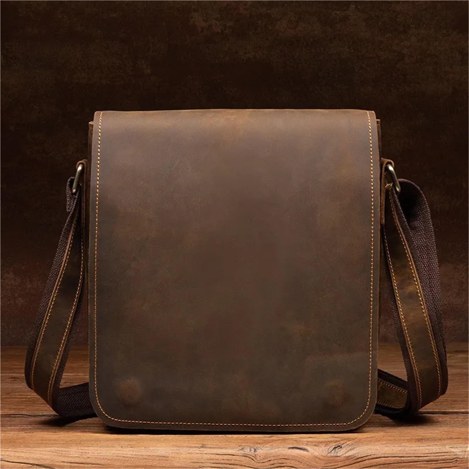 Borsa per Documenti Ufficio Borsa a tracolla in pelle, stile retrò, in di cavallo pazzo, da uomo, casual, semplice, in