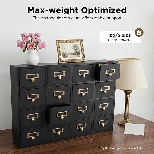 Miniatura 6 de Gabinete de boticario de 16 cajones con cajones, cofres y gabinetes de boticario, caja de almacenamiento de hierbas, organizador de cajones de