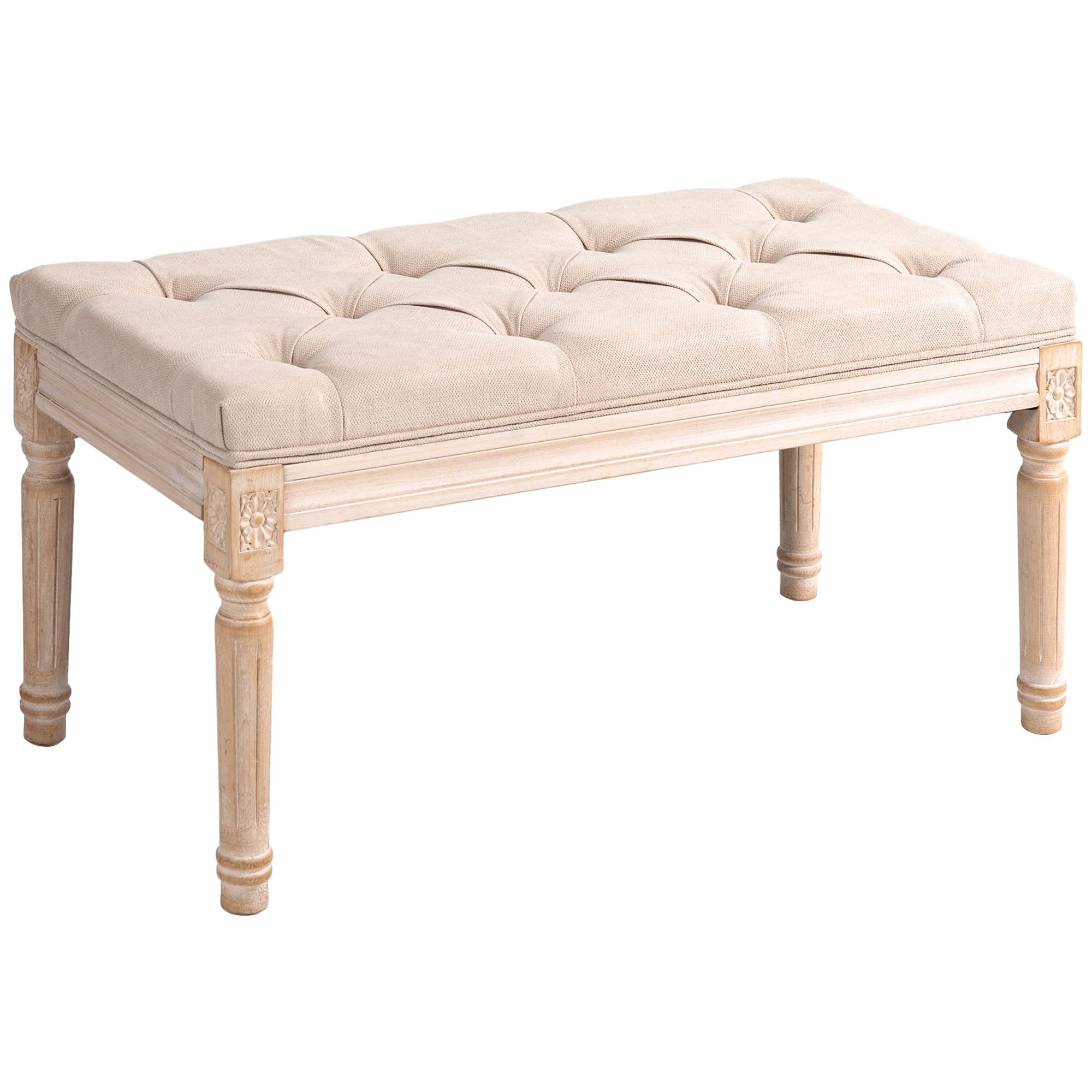 HOMCOM Polsterbank Vintage – Flurbank/Bettbank, Leinenoptik, Beige, 80 x 40 x 43 cm