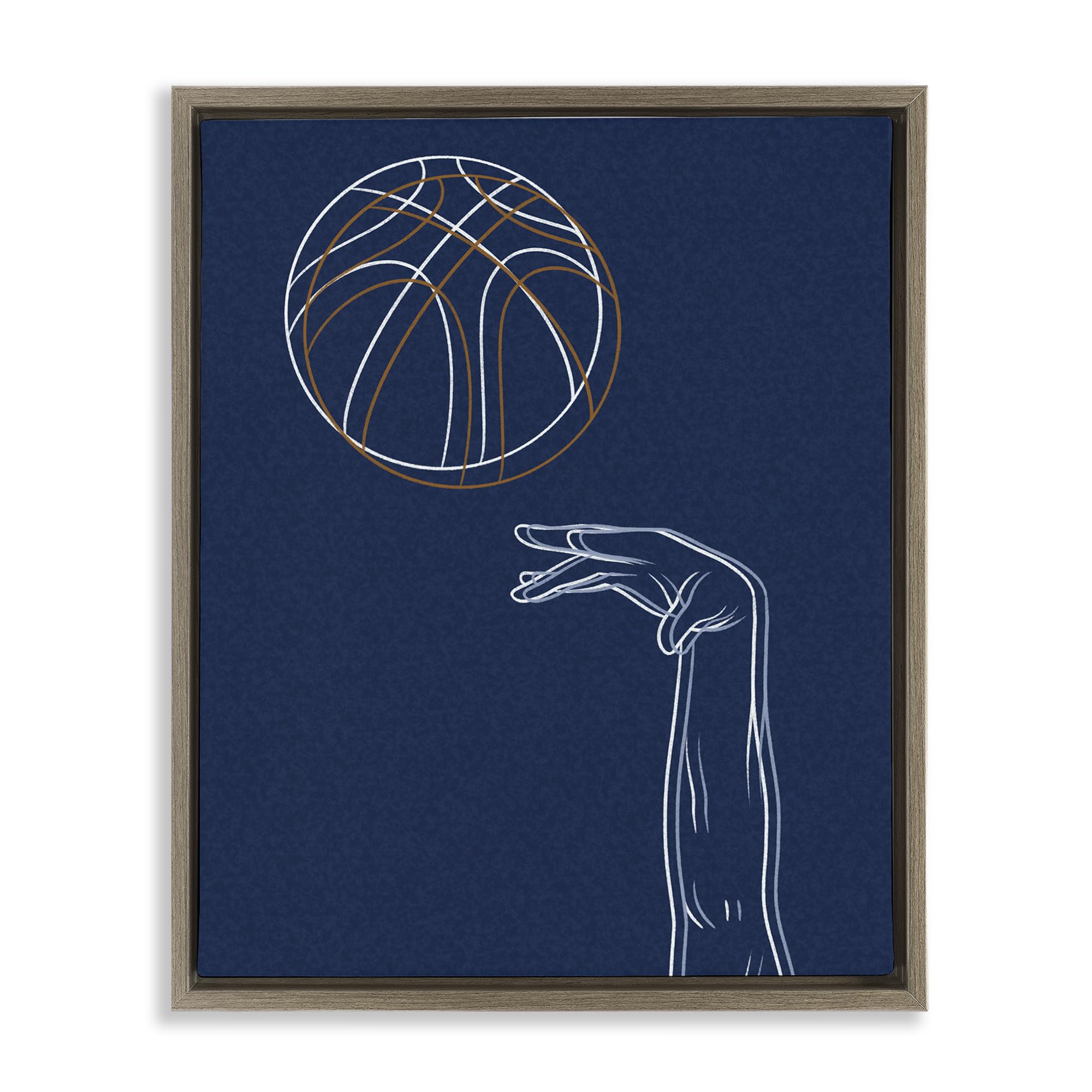 Stupell Industries Montalcino Elm (Textured) Basketball Linework Contour Motion, 24 X 30 Inch Canvas In Floater Frame