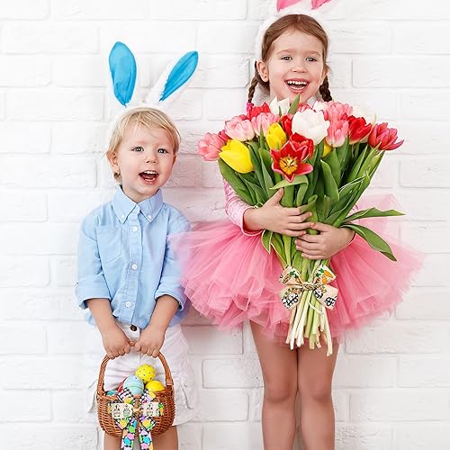 Miniatura 7 de Whaline 6 rollos de cinta de borde con alambre de Pascua, 30 yardas, conejo de Pascua, huevo, zanahoria, camión, gnomo, cinta decorativa para