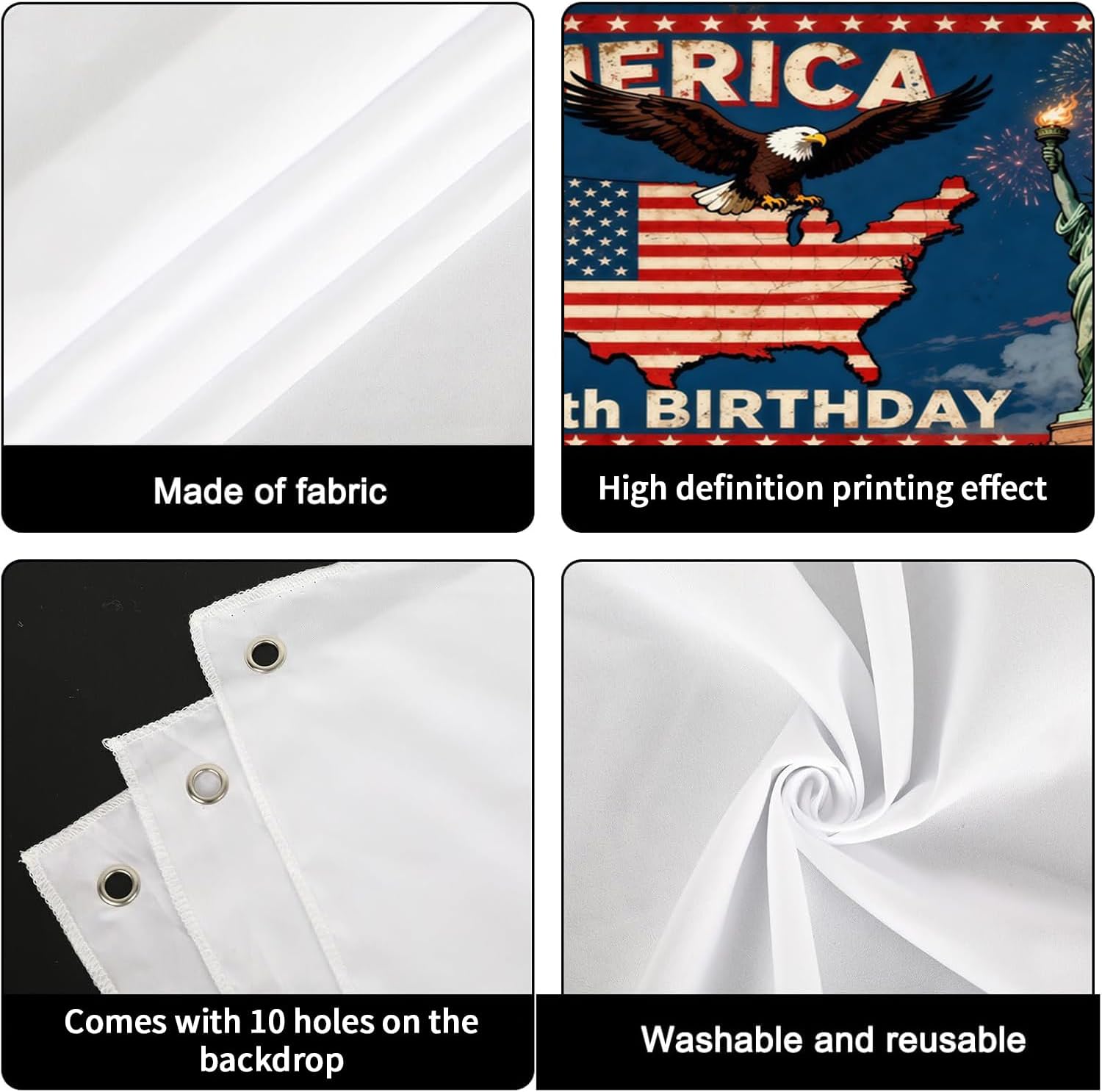 7x8ft 4th of July Garage Door Cover Banner Decorations Patriotic America Flag 250th Birthday Bald Eagle Statue of Liberty Garage Door Banner for Outdoor Independence Day Photo Background Decor