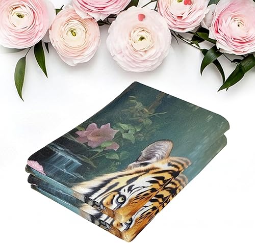 Vista 173 de Juego de 2 toallas de baño de color morado, remolques de mano de lobo, toallas de baño, toallas suaves y absorbentes para baño, cocina, gimnasio