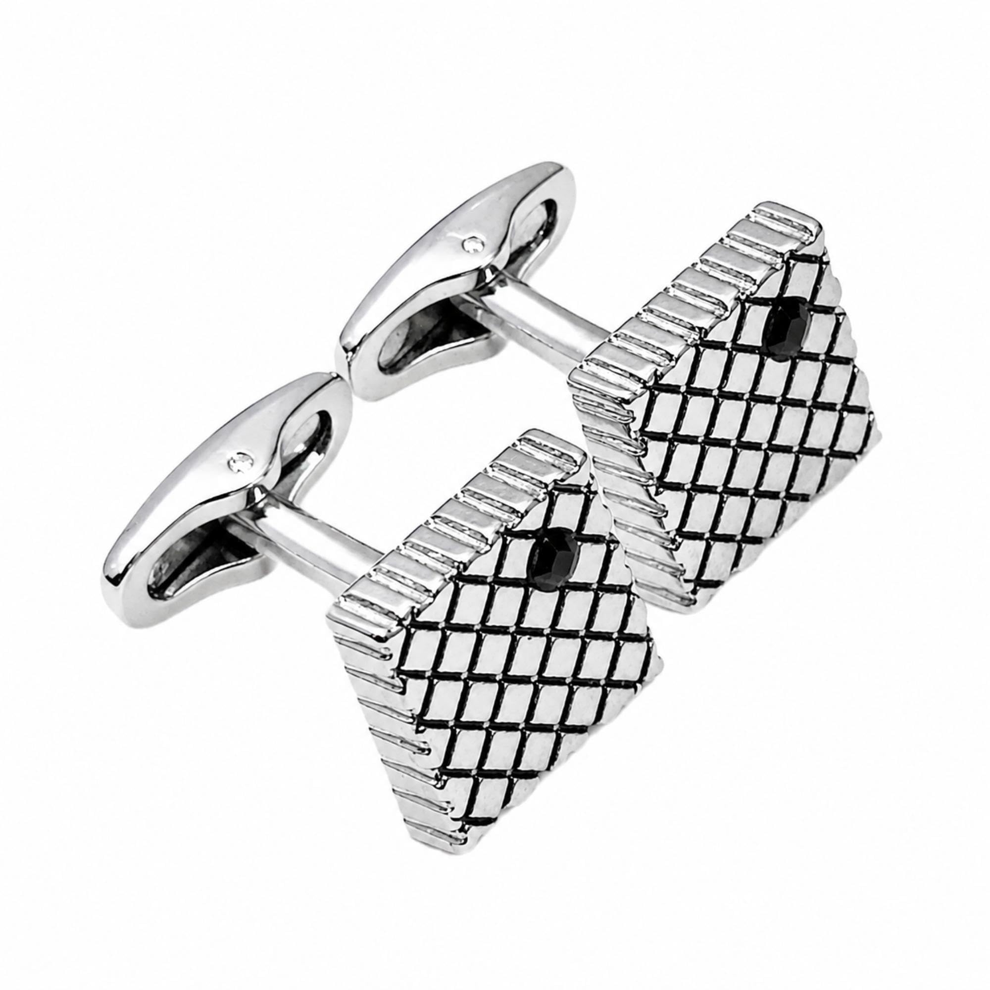 France Mens Fashion Accessories Pocket Square Suspenders and Cufflins Satin Fabric Free Size (Cufflinks, Silver Grey)-image-48