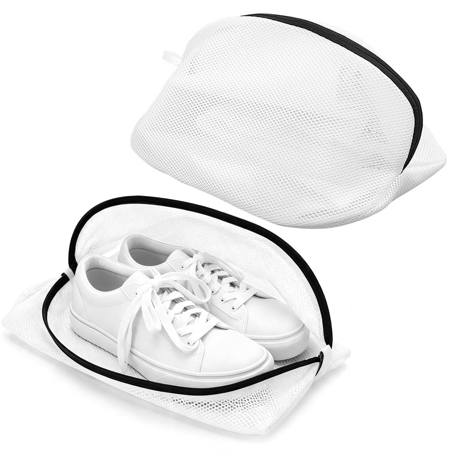 2pcs White Shoe Laundry Bag with Zipper Closure for Shoes,Delicate Garments