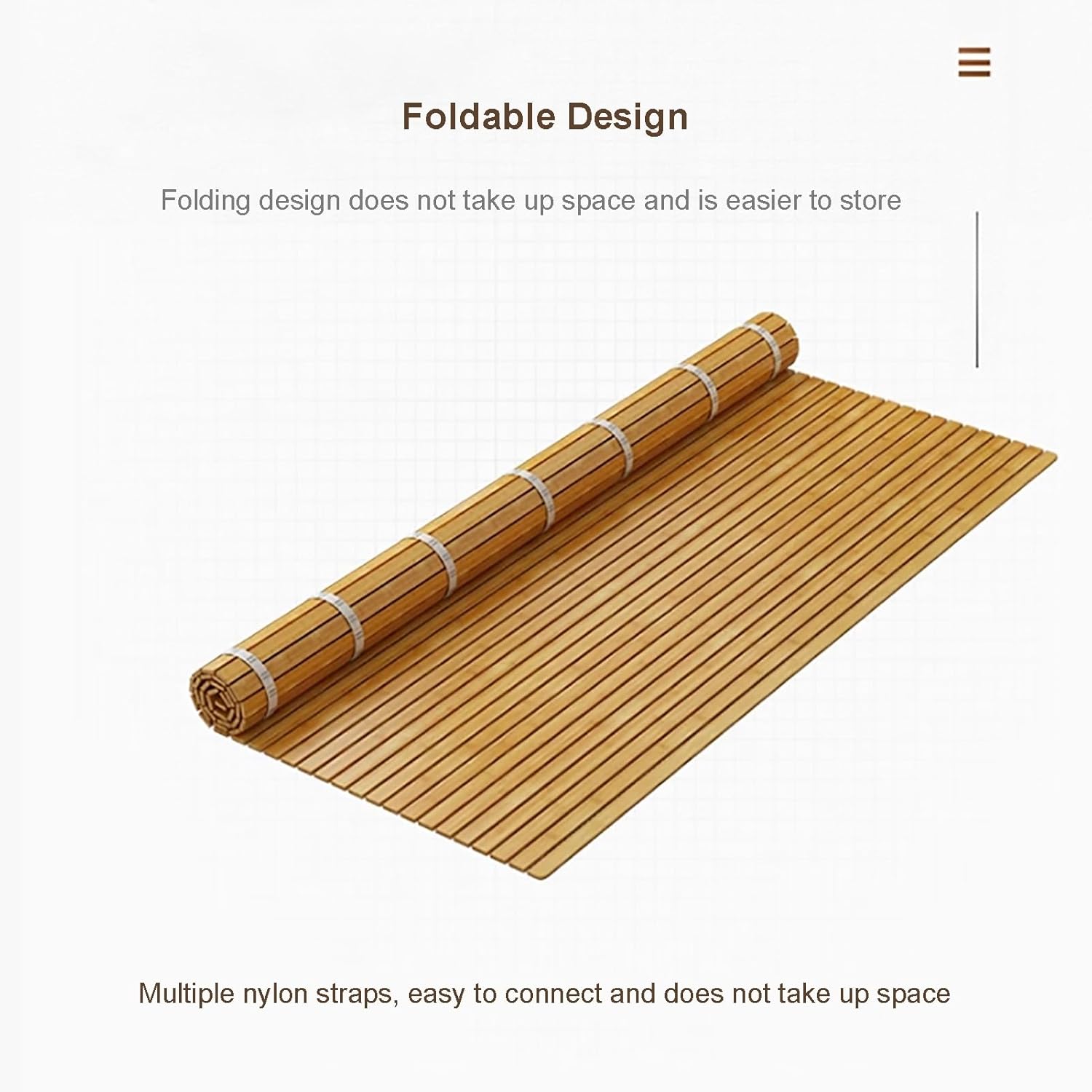 Rollable Floor Mattress Frame，Bamboo Wood Bed Support Slats for Mattress Spine Protection Foldable Summer Sleeping Mat Cool Pad (100x190cm)