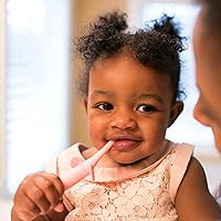 Vista 9 de Dr. Brown's Cepillos de dientes de jirafa y elefante rosa para bebés con pasta de dientes para bebés, fresa, 1.4 onzas