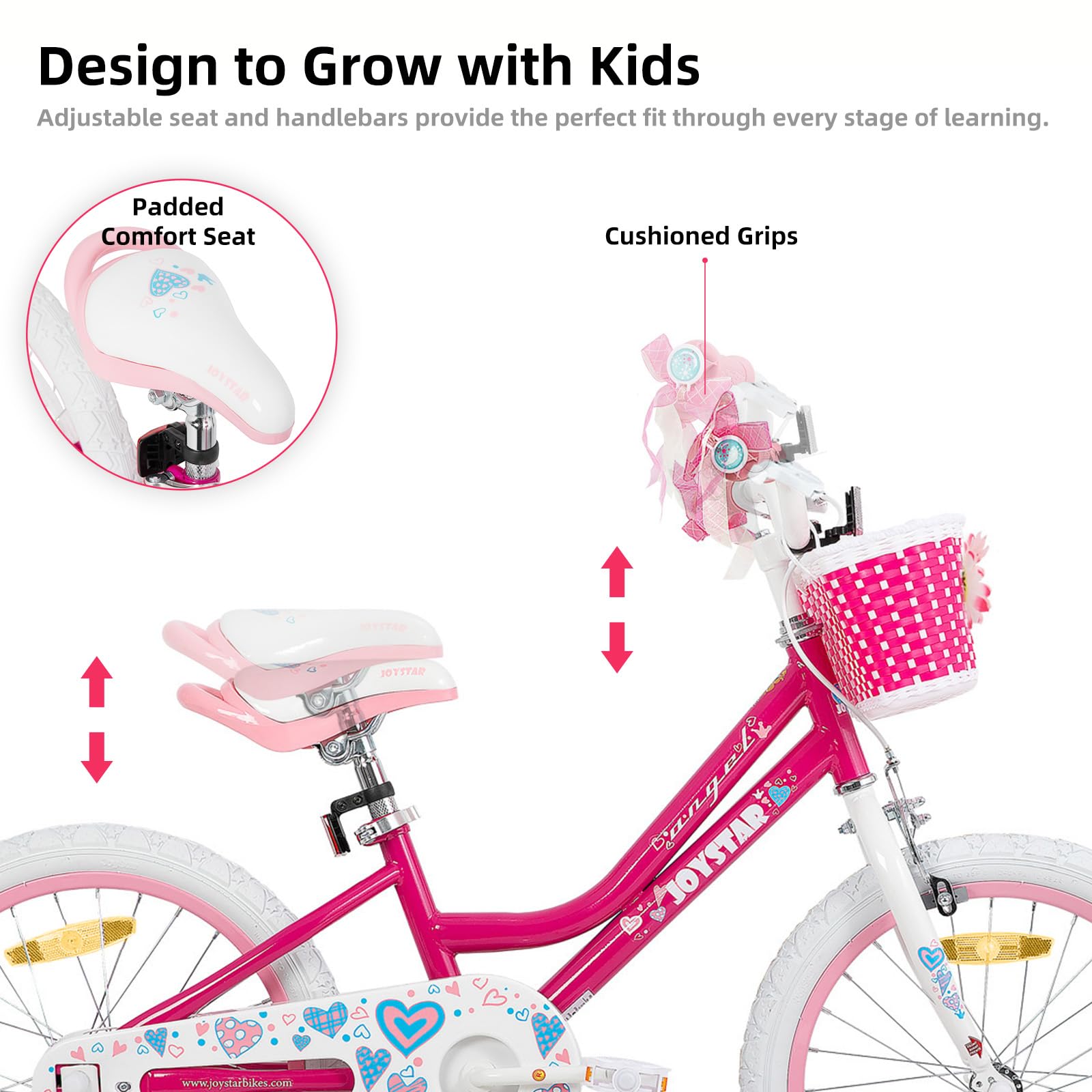 JOYSTAR 12/14/16/18 Zoll Kinderfahrrad für 2-8 Jahre alte Mädchen, 12/14/16/18 Zoll Mädchenfahrrad mit Stützrädern und Korb,Blau