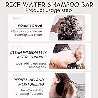 Vista 4 de 2Pcs Rice Water Shampoo Bar for Hair Growth, Protein Shampoo Bar Bulk, Root White Coverage Hair Darkening, Volumizing and Strengthening