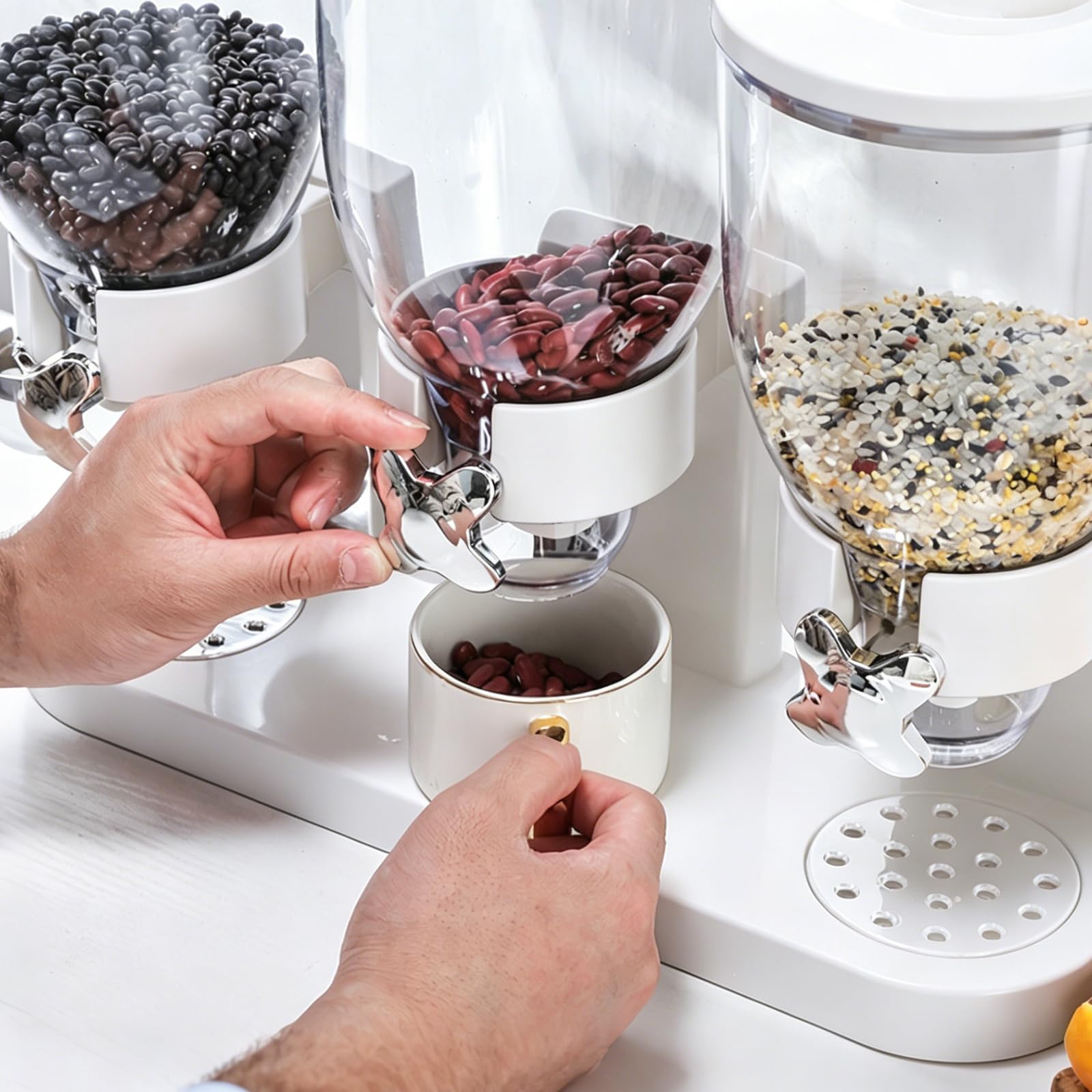 FARYODI Distributeur de céréales Countertop 2 l, distributeur alimentaire en plastique, distributeur de céréales et distributeur de cornflakes, idéal pour les bonbons, les boîtes de conservation (3)