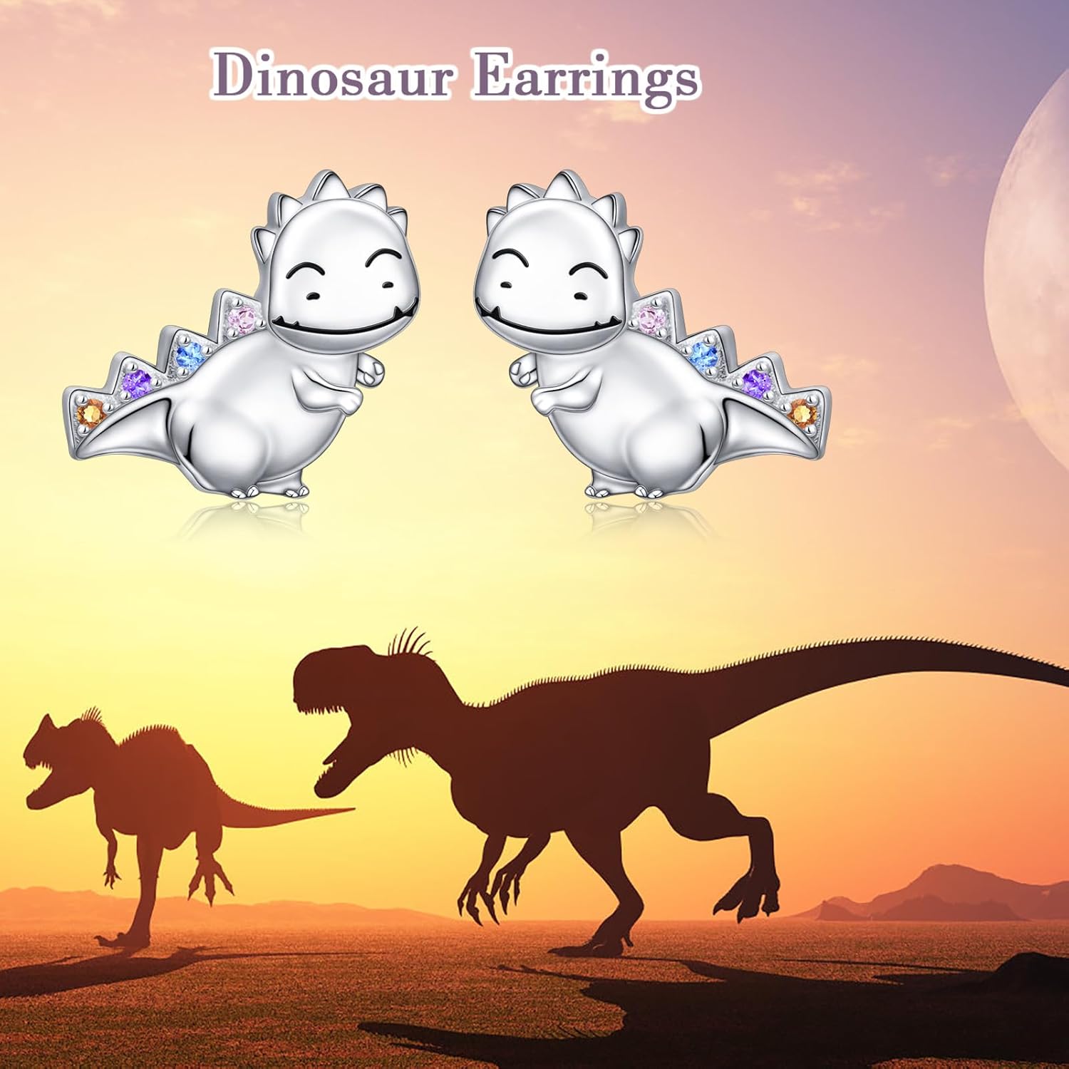 925 Sterling Silver Dinosaurs/Lion/Cherry Blossom/Camellia Earrings Cubic Zircon Flower Animals Earring For Women Cute Decoration Hypoallergenic Jewelry Birthday Valentine's Day Christmas