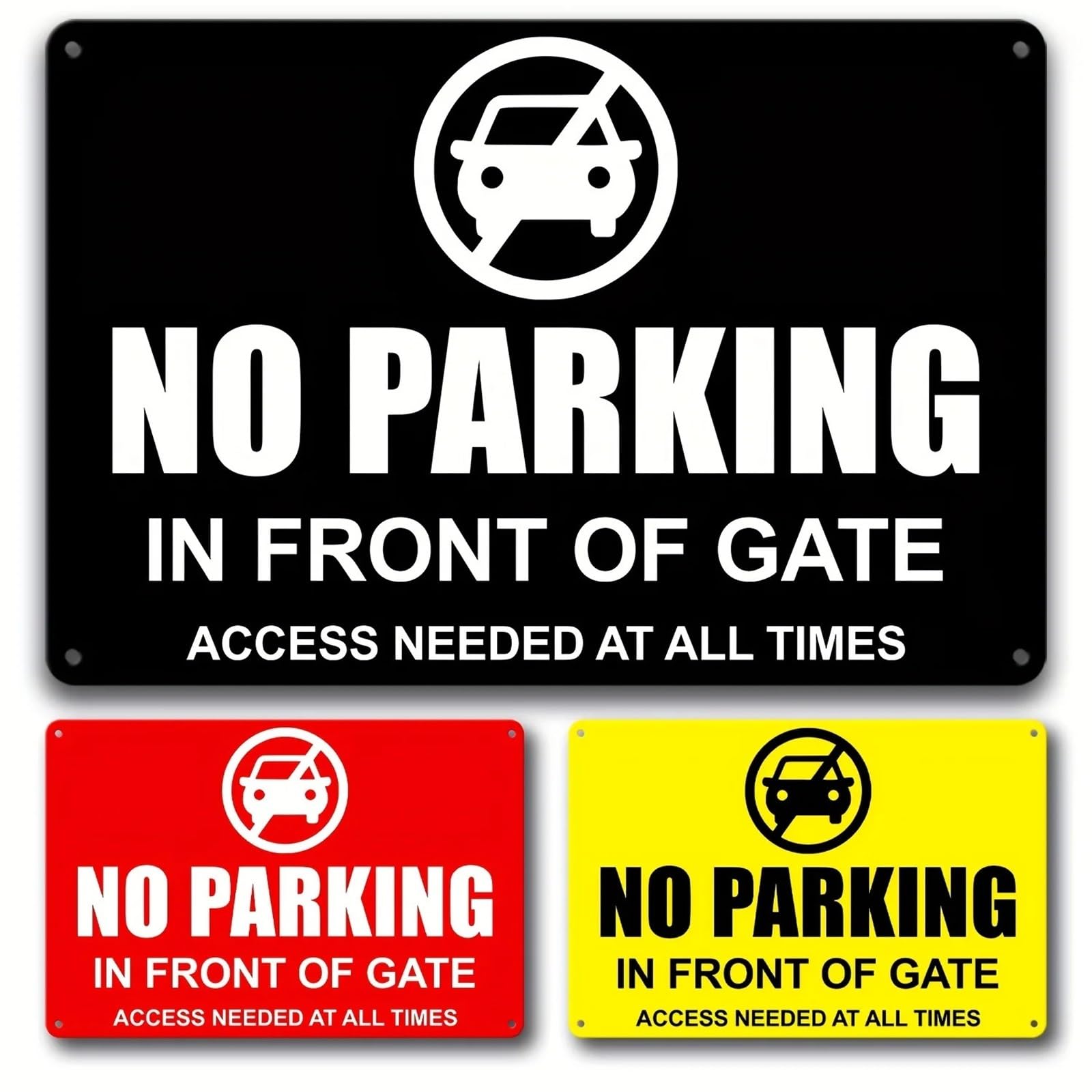 Letrero de Metal "No Parking In Front Of Gate", aviso Ideal for uso en exteriores, advertencia, decoración granja para Exteriores(STYLE 4,40x30cm-Aluminum)