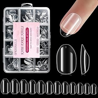 Extra Short Almond Kid Nail Tips,504Pcs Soft Gel Nail Tips Pre-Shaped Press On Nails For Kids,Clear Acrylic Half Matte Full Cover Fake Nail For Kids DIY Extension & Salon Use12 Sizes