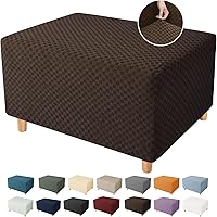 Vista 19 de YEMYHOM - Funda para otomano, diseño Jacquard más reciente, alta elasticidad, plegable, protector para reposapiés, funda extraíble rectangular Café