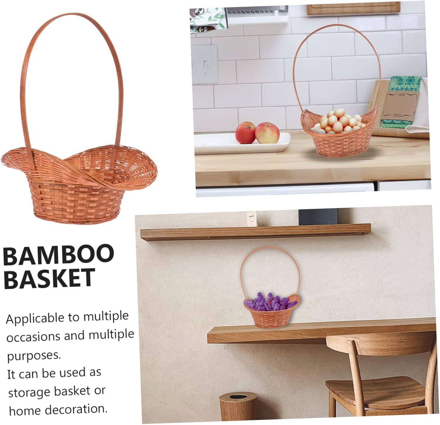 1pc Storage Basket Hand-held Practical Container for Home Organization Multi-functional Woven Storage Basket for Eggs Snacks Fruits and More Rustic Design Chic Appeal image 3