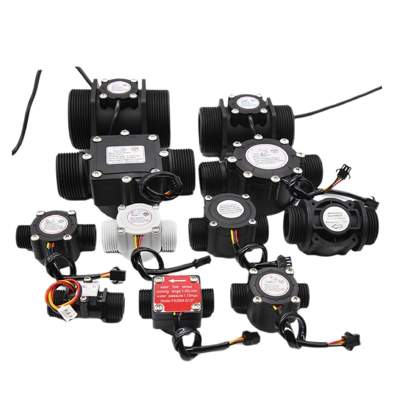 Sensor de flujo de turbina, caudalímetro de líquido de efecto Hall de 1/2, 3/4 y 1/2 pulgadas for calentador de agua de riego(FS200A-DN15)