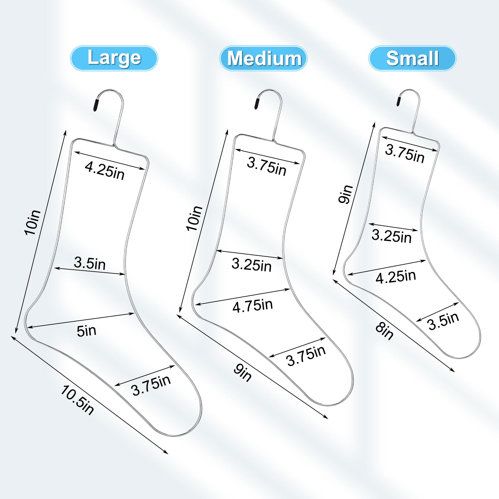 Newtay Small, Medium, Large Sock Blockers Stainless Steel Blockers Drying Hanger for Knitting & Crochet, Shaping, Drying, Displaying Knitted Socks (6)